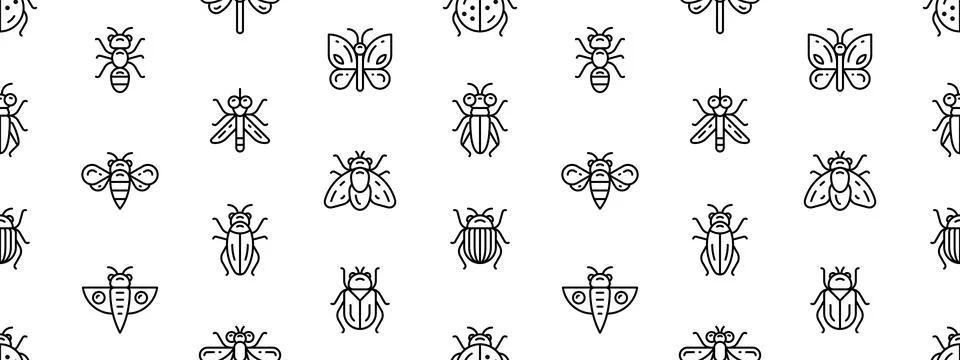 Seamless pattern with Insect icons Illustrazione stock