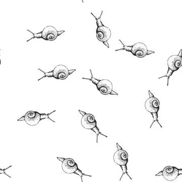 Seamless pattern insect snail sketch hand drawn Stock Illustration