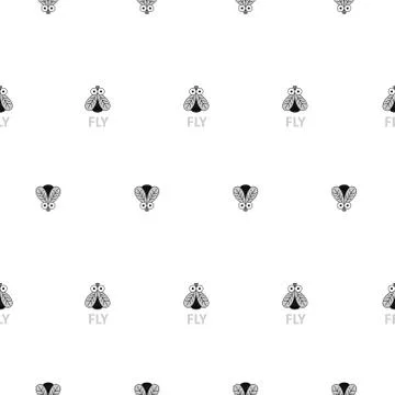Seamless Pattern With Insects. Pattern With Flies and The Word Fly. Vector Bl Stock Illustration