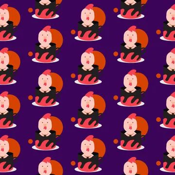 Seamless pattern inside cup animal chick design Stock Illustration