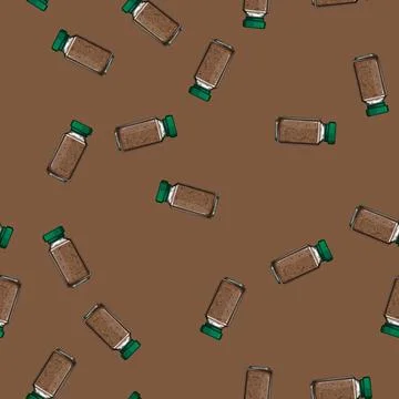 Seamless pattern instant coffee soluble cartoon vector Stock Illustration
