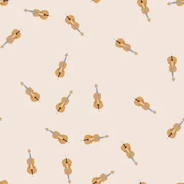 Seamless pattern instrument cello cartoon vector イラスト素材