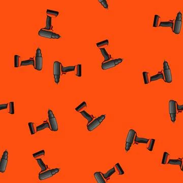 Seamless pattern instrument drill cartoon vector sign color Stock Illustration