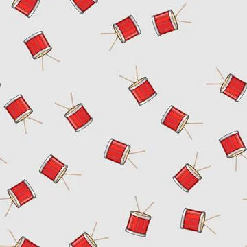 Seamless pattern instrument drum toy cartoon vector 库存插图