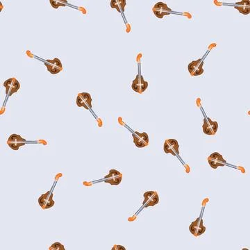Seamless pattern instrument mandolin cartoon vector 스톡 일러스트