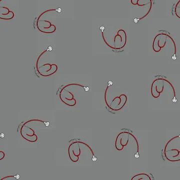 Seamless pattern instrument stethoscope cartoon vector Stock Illustration