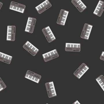 Seamless pattern instrument synthesizer audio cartoon vector Stock Illustration