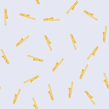 Seamless pattern instrument trombone cartoon vector Stock Illustration