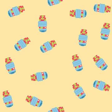 Seamless pattern insulated coffee cup reusable cartoon vector Stock Illustration