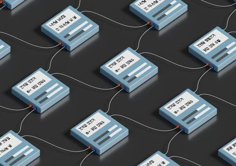 Seamless pattern of interconnected nodes. 3D illustration. Stock Illustration