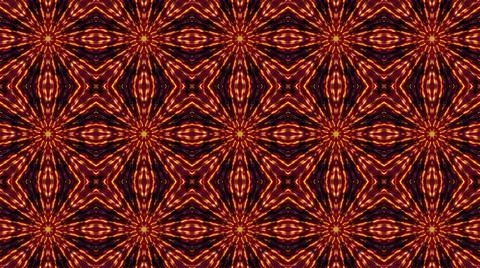 A seamless pattern of interconnected vibrant red and yellow shapes in a 2D il Stock Illustration