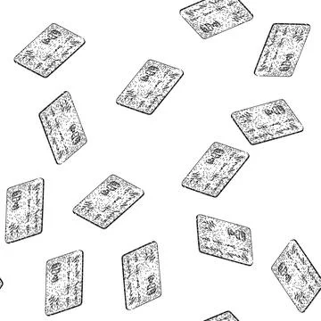 Seamless pattern interest credit card sketch hand drawn Stock Illustration