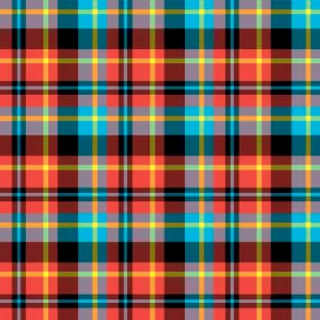Seamless pattern in interesting bright red, yellow, black and blue colors Stock Illustration