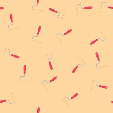 Seamless pattern interior roller paint cartoon vector Stock Illustration