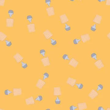 Seamless pattern interior vintage table lamp cartoon vector Stock Illustration