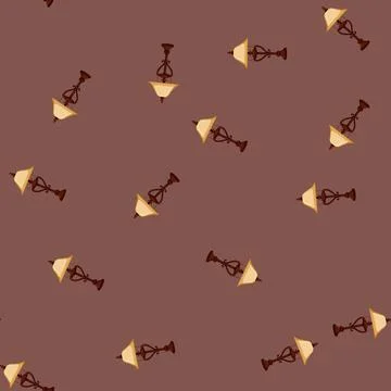 Seamless pattern interior vintage table lamp cartoon vector Stock Illustration