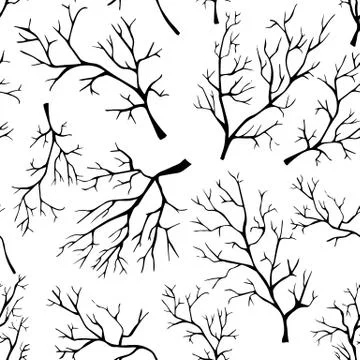 Seamless pattern, interlacing of branches on white background. Illustrazione stock