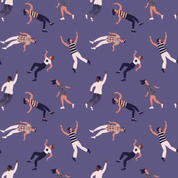 Seamless pattern with international dancing people Stock Illustration