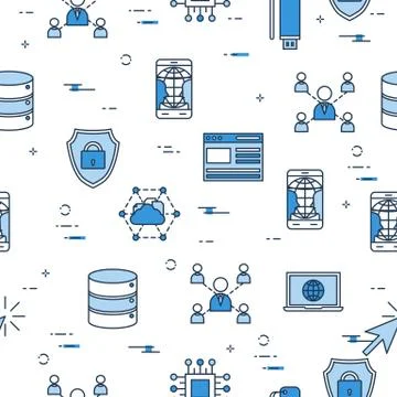 Seamless Pattern - Internet Technology icons Stock Illustration