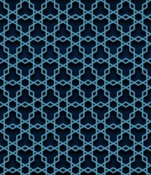 Seamless pattern of intersecting blue lines of hexagons Stock Illustration