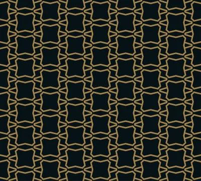 Seamless pattern of intersecting thin gold lines on black background. Abstrac 스톡 일러스트