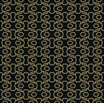 Seamless pattern of intersecting thin gold lines on black background. Abstrac 스톡 일러스트