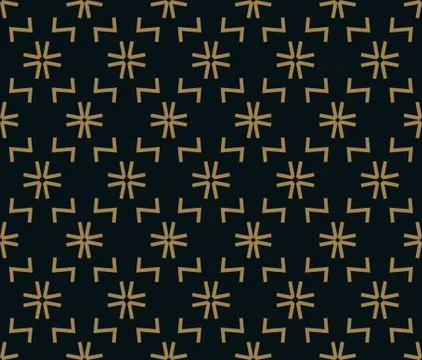Seamless pattern of intersecting thin gold lines on black background. Abstrac Stock Illustration
