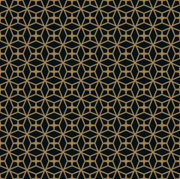 Seamless pattern of intersecting thin gold lines on black background. Abstrac Stock Illustration