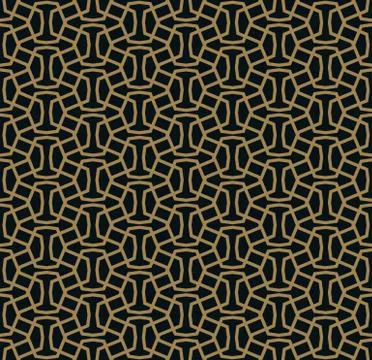 Seamless pattern of intersecting thin gold lines on black background. Abstrac 스톡 일러스트