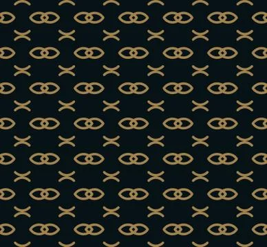 Seamless pattern of intersecting thin gold lines on black background. Abstrac Stock Illustration