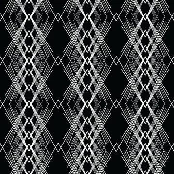 Seamless pattern with interweaving lines monochrome white lines Stock Illustration