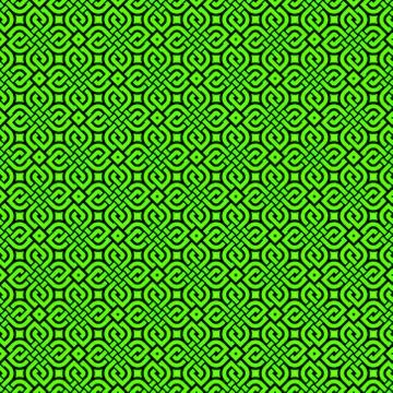 Seamless pattern of interwoven lines in the form of a green rhombus 스톡 일러스트