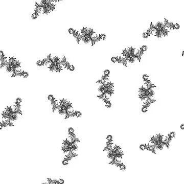 Seamless pattern intricate baroque victorian border sketch hand drawn black Illustrazione stock