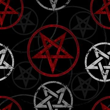 Seamless pattern with inverted pentagram Stock Illustration