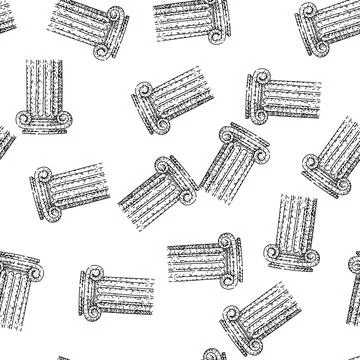 Seamless pattern Ionic column illustration depicting classical architecture.. Illustrazione stock