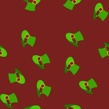 Seamless pattern ireland green hat patrick cartoon vector Stock Illustration