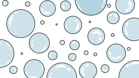 Seamless Pattern of Iridescent Soap Bubbles on a Crisp White Background 스톡 일러스트