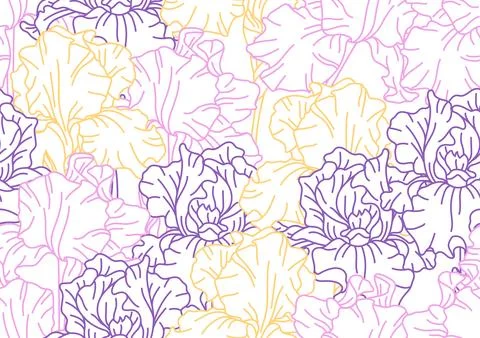 Seamless pattern with iris flowers. Beautiful decorative plants. Stock Illustration