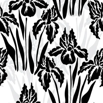Seamless pattern with iris flowers, for invitations, cards, scrapbooking, print Stock Illustration