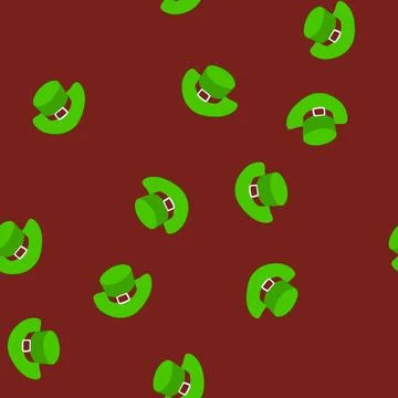 Seamless pattern irish green hat patrick cartoon vector Stock Illustration