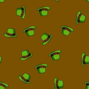 Seamless pattern irish leprechaun green hat cartoon vector Illustrazione stock