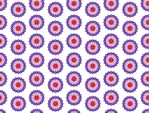 Seamless Pattern with Islamic Geometric Mandala Design in Red and Purple Colo Illustrazione stock