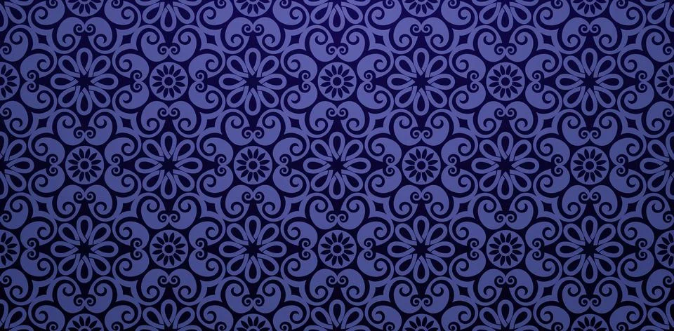 Seamless Pattern islamic ornate dark blue Stock Illustration