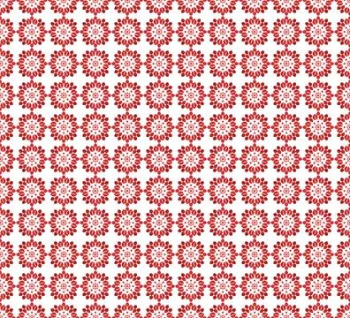 Seamless pattern islamic vibes red floral tile white background symmetrical.. Stock Illustration