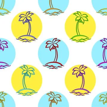 Seamless pattern, islands with palm Stock Illustration