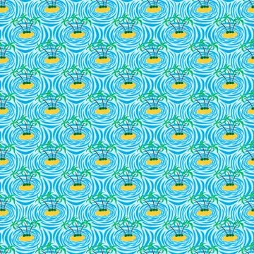 Seamless pattern of islands with palm trees. Stock Illustration