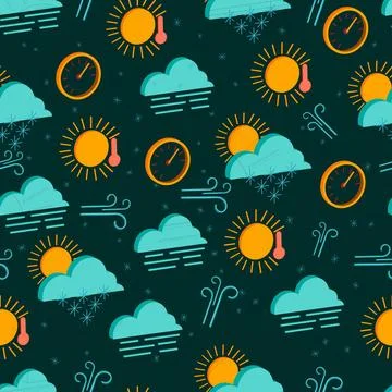 Seamless pattern of isolated 3d weather icons Illustrazione stock