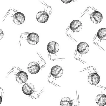 Seamless pattern isolated baseball ball sketch hand drawn Stockillustratie