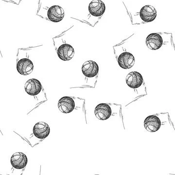 Seamless pattern isolated basketball ball sketch hand drawn 스톡 일러스트