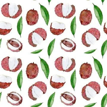 Seamless pattern with isolated lychee Stock Illustration